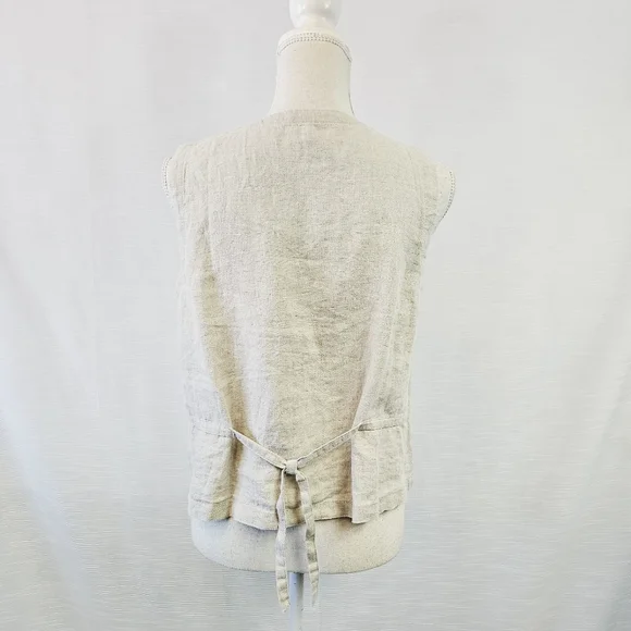 Eileen Fisher Organic Linen Tan Vest Petite Small - Picture 8 of 10